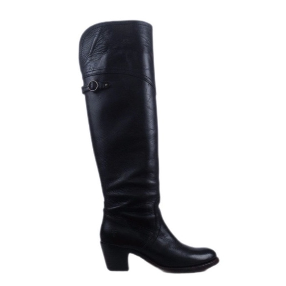 Frye Jane Tall Cuff Riding Boot Black Leather Size W 6.5 B 77596 EUC